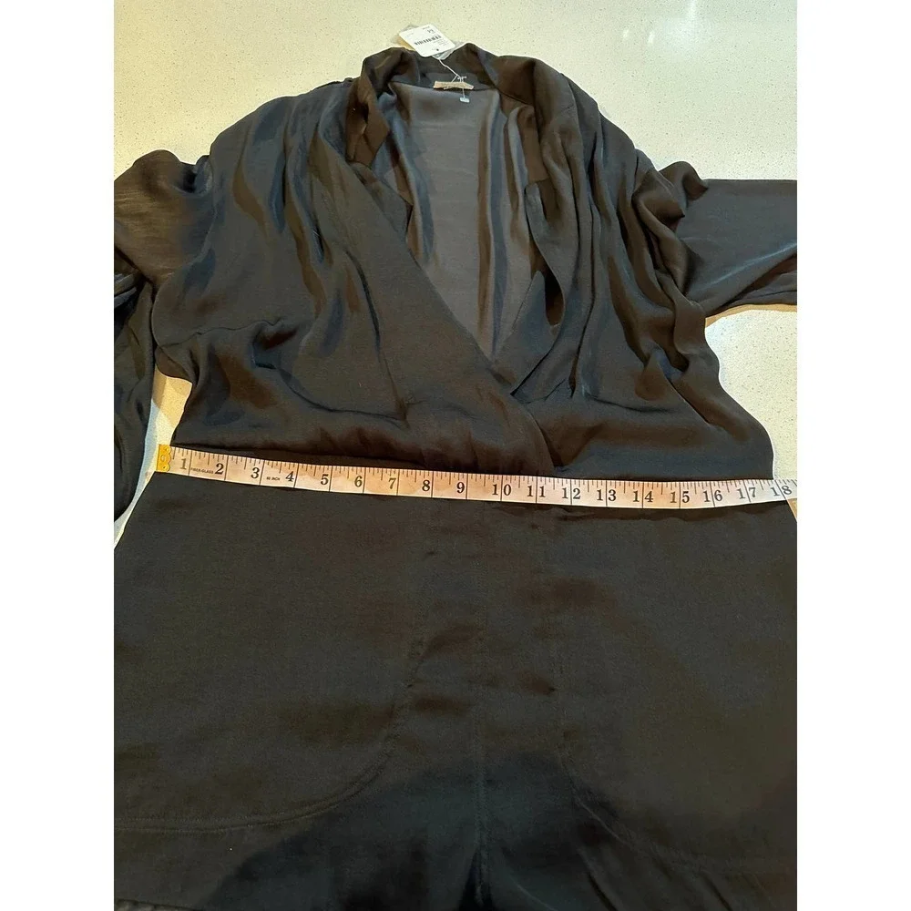Free People Black Satin Playsuit